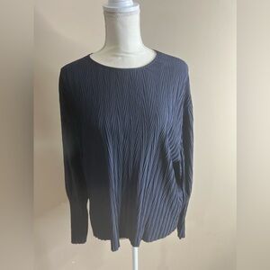 Zara navy blue textured bat wing blouse small